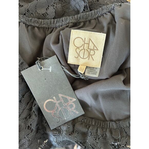 NWT Chaser Womens Black‎ Floral Lace Off Shoulder Bell Sleeve Top Size Medium - Picture 14 of 14